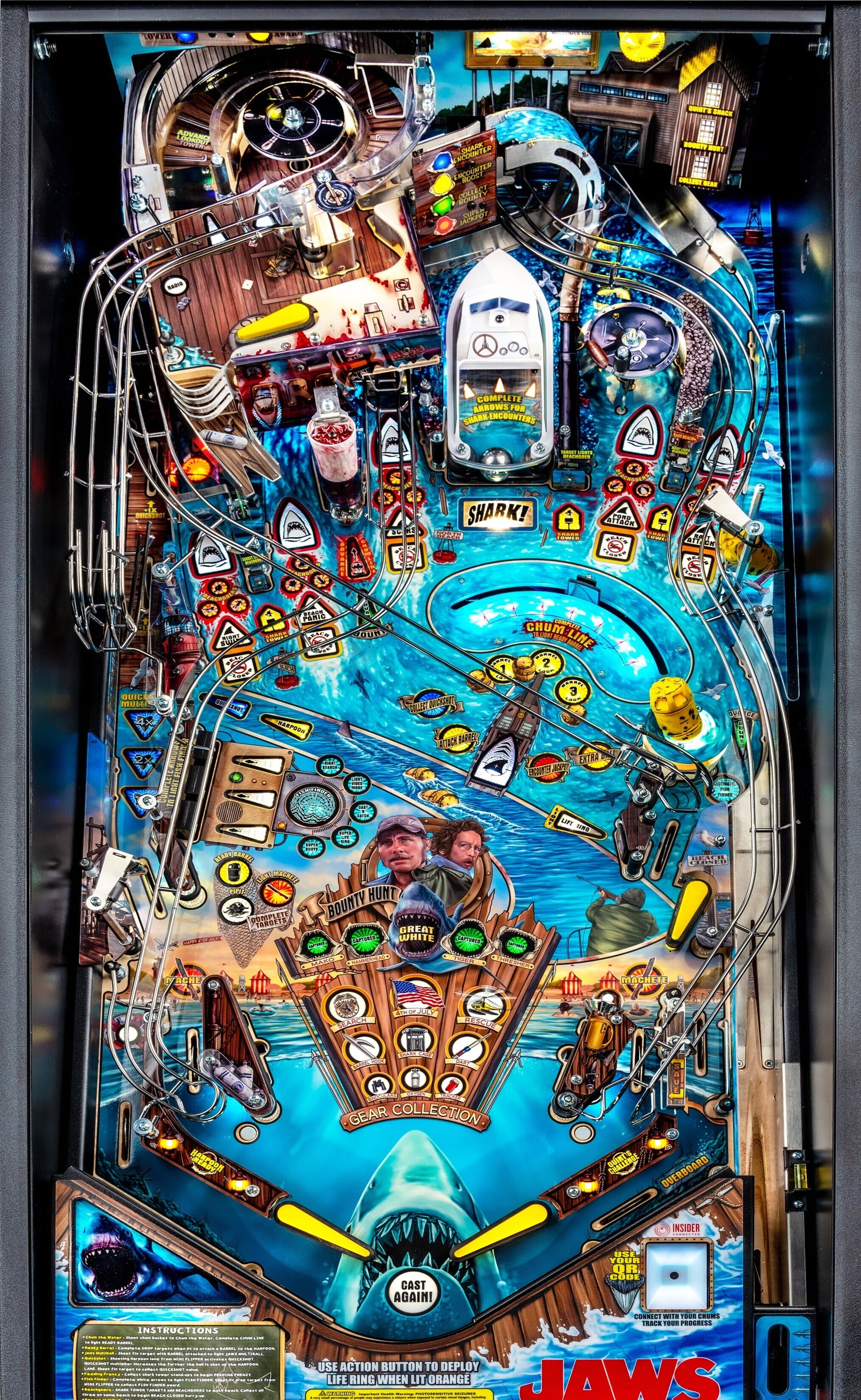Full Jaws Premium playfield photographed from directly above