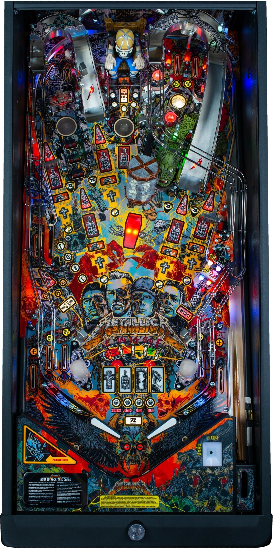 Full Metallica Remastered Premium playfield photographed from directly above