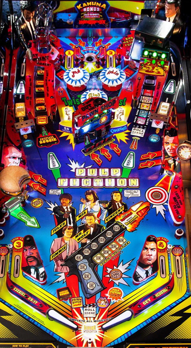 Full Pulp Fiction playfield photographed from almost directly above